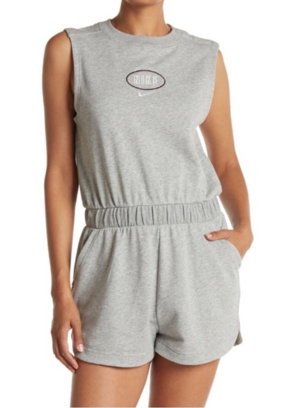 Nike Gray Sleeveless women Romper with Elastic Waist